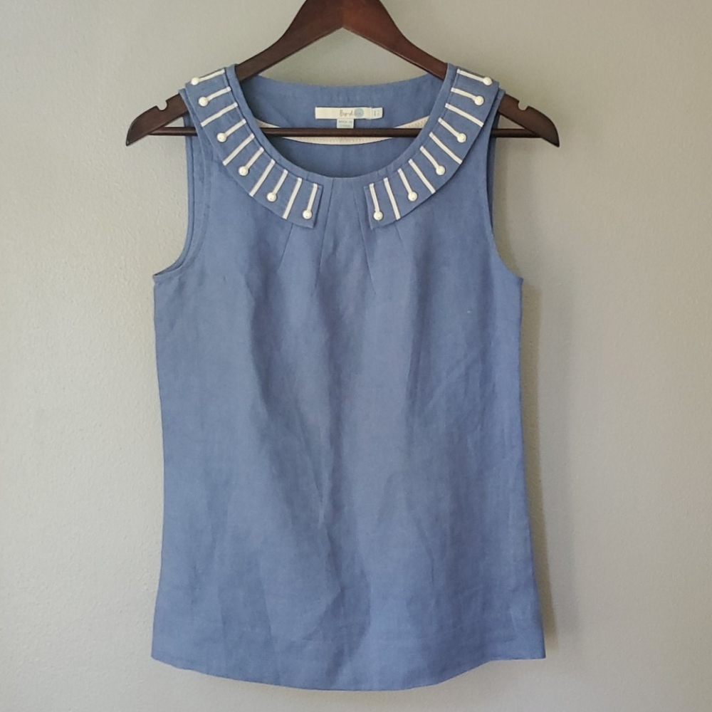 🚚Boden linen peter pan collar sleeveless  size 2